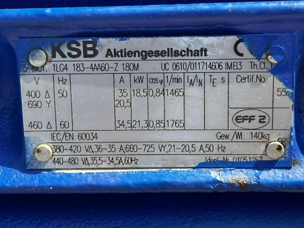 2 x KSB Pumpe ETANORM G 150-250 G10 Motor 1LG4183-4AA60 SN 02 lagertechnik