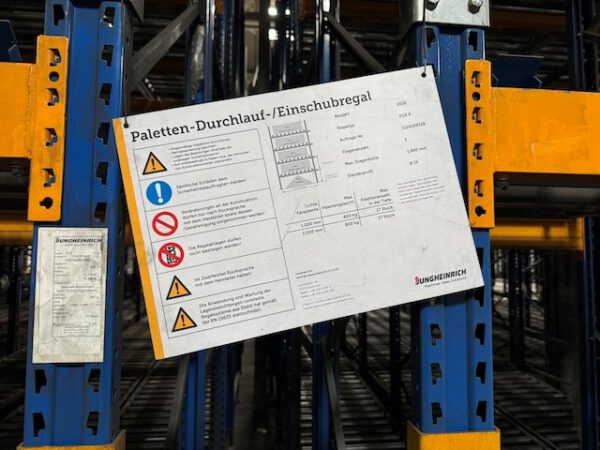 Palettendurchlaufregal für Europaletten etc., Jungheinrich, 800kg / Palette, 1.377 Palettenstellplätze  lagertechnik