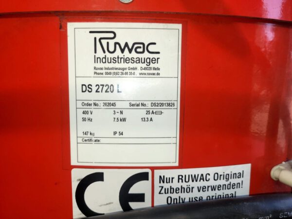 Industriesauger, Ruwac, DS 2720 L lagertechnik