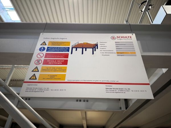 Stahlbau-Lagerbühne, Schulte, 533m2, 500kg Traglast pro m2 – Bild 20