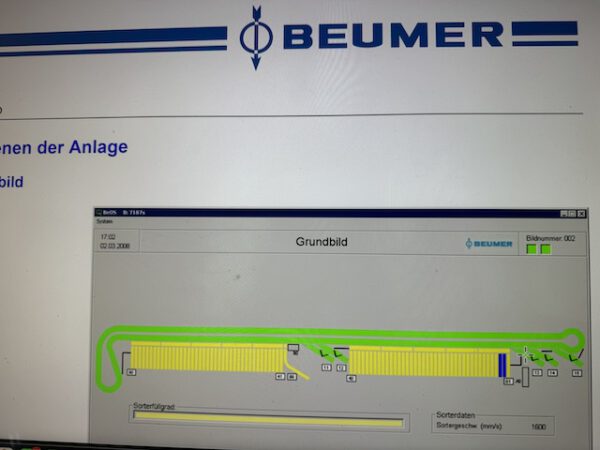 Kippschalensorter, Beumer, 81 Sorterendstellen,  – gebraucht - : lagertechnik