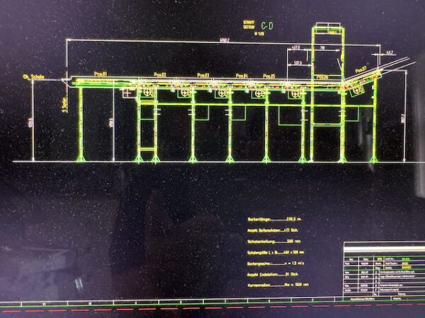 Kippschalensorter, Beumer, 81 Sorterendstellen,  – gebraucht - : lagertechnik