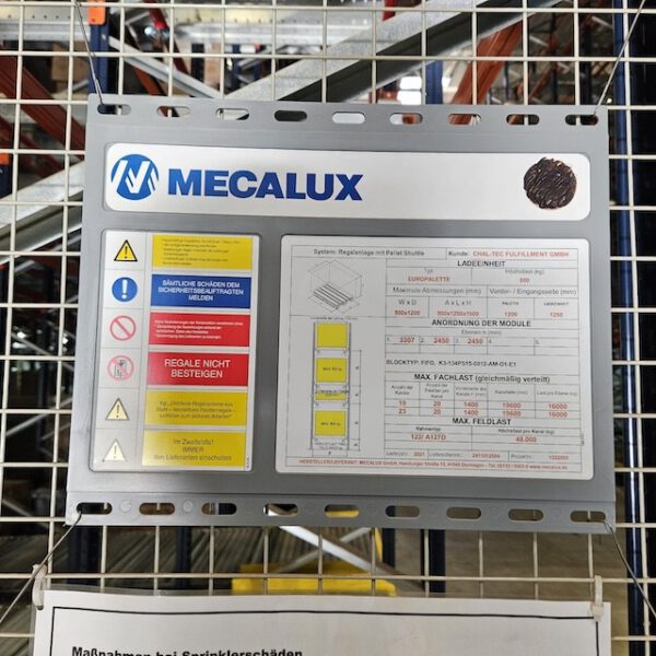 Radio-Shuttle Palettenregal für Europaletten etc. ähnlich  Einfahrregal, Mecalux, 800kg / Palette, max. 5776 Palettenstellplätze lagertechnik